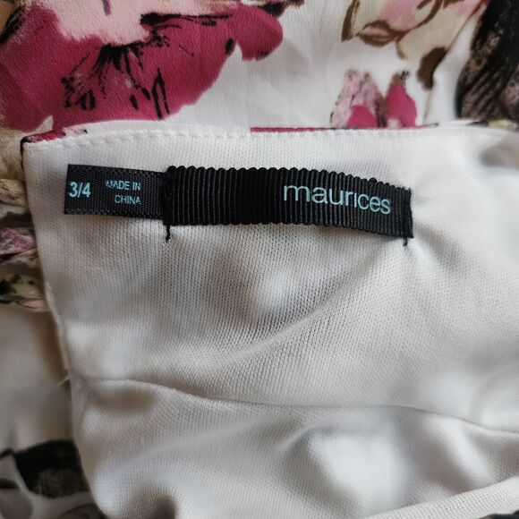 MAURICES White Floral Sleeveless Knee Length V Neck Dress Size 3/4 - Picture 6 of 6